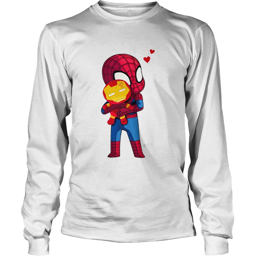 Lovely Spider Man Hug baby Iron Man shirt - T Shirt Classic