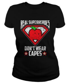 The Distressed Real SuperHeroes Dont Wear Capes Teacher Shirt