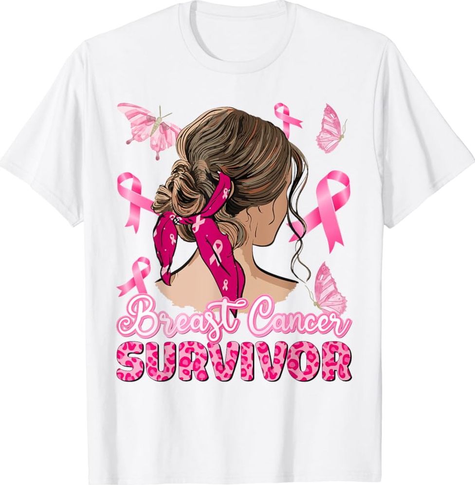 Breast cancer awareness survivor pink ribbon shirt