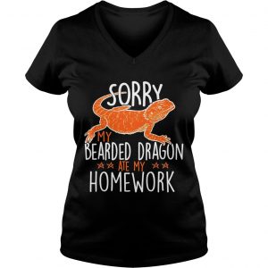 My Bearded Dragon Ate My Homework Pogona School ladies v-neck