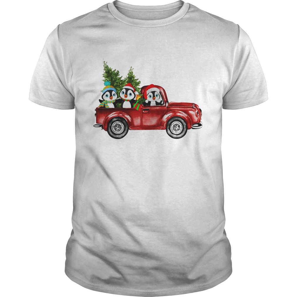  Penguin Cartoon drive red car very christmas shirt