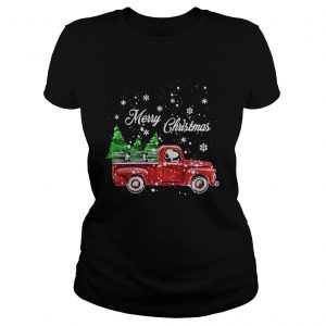 Snoopy driving christmas tree truck Merry Christmas Ladies Tee