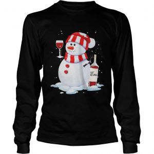 Snowman I love wine LongsLeeve Tee