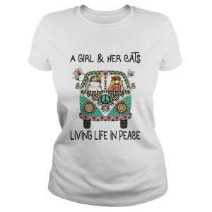 A girl and her cats living life in peace Ladies Tee