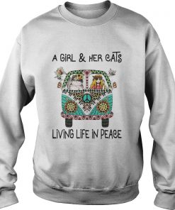 A girl and her cats living life in peace Sweatshirt