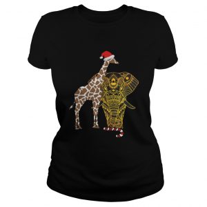 Adorable Gift For Christmas Eve Elephant Giraffe Ladies Tee