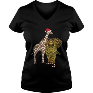 Adorable Gift For Christmas Eve Elephant Giraffe Vneck