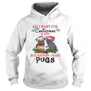 All I want for Christmas is You Just Kidding i want Pugs Hoodie