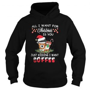 All I want for Christmas is you just kidding I want coffee Hoodie