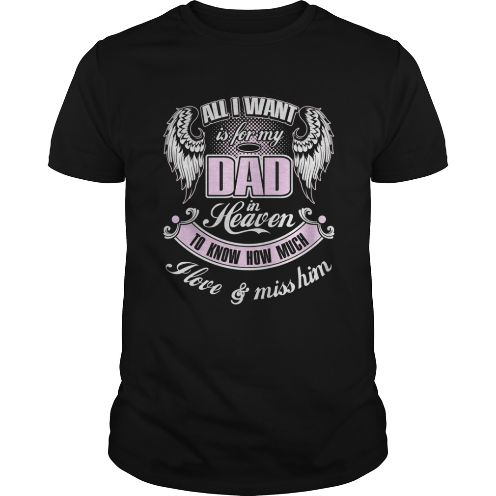 All I want is for my dad in heaven to know how much I love and miss him shirt