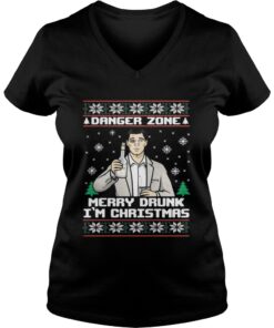 Archer a danger zone merry drunk I’m Christmas Vneck