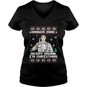 Archer a danger zone merry drunk I’m Christmas Vneck