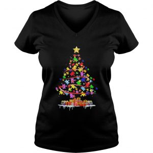 Autism Awareness Christmas Tree Vneck