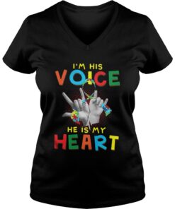 Autism I am his voice he is in my heart Vneck