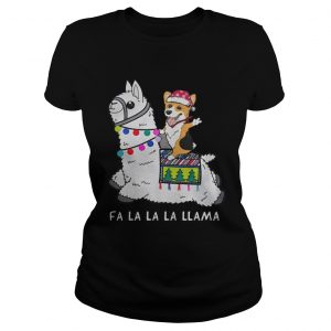 Baby Corgi and Fa la la la llama christmas Ladies Tee