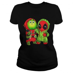 Baby Grinch and Deadpool Christmas Ladies Tee