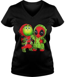 Baby Grinch and Deadpool Christmas Vneck
