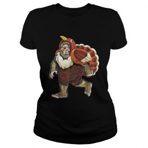 Bigfoot Turkey Thanksgiving Ladies Tee