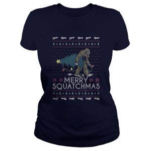 Bigfoot merry squatchmas christmas Ladies Tee