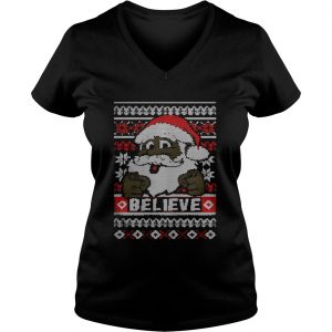 Black Santa Ugly Christmas Vneck