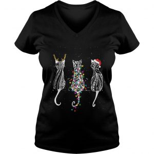 Cat reindeer santa Christmas Vneck
