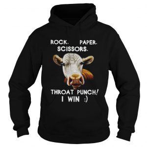Cow Rock paper scissors throat punch I win Hoodie