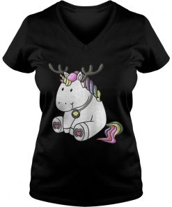 Cute Christmas Comic Reindeer Unicorn Vneck