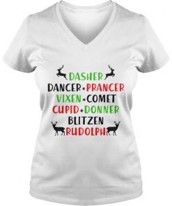 Dasher Dancer Prancer Vixen Comet Cupid Donner Blitzen Rudolph Vneck