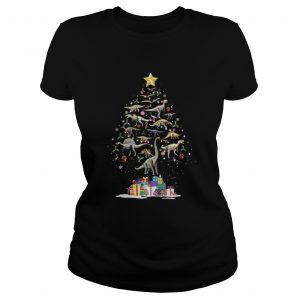 Dinosaur Christmas Tree Ladies Tee