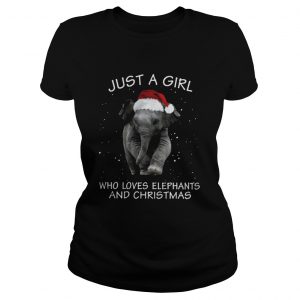 Elephants Hat Just a girl who loves Elephants and christmas Ladies Tee