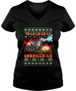 Fa La La La La Godzilla La Christmas Ugly Vneck