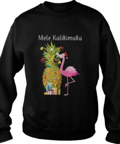 Flamingo peneapple Christmas tree Mele Kalikimaka Sweatshirt