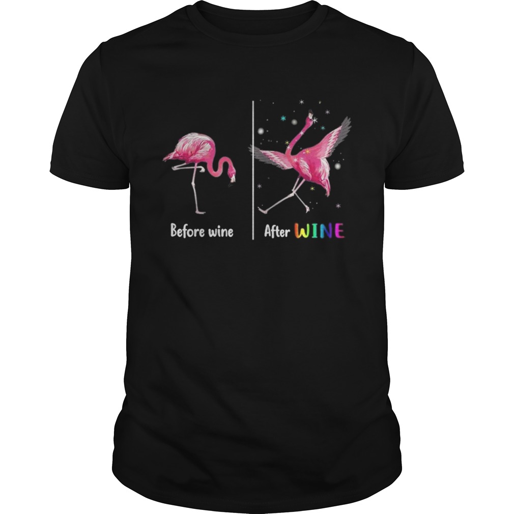 Flamingos Before And After Drinking Wine shirt