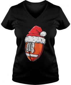 Football Ball Santa Christmas Vneck