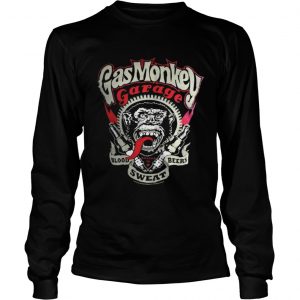 Gas Monkey Garage Spark Plugs Blood Sweat Beers Licensed Black Mens Longsleeve Tee