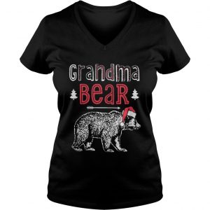 Grandma Bear Christmas Santa Vneck