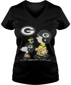 Green Bay Packers Charlie Brown Snoopy and Woodstock Vneck