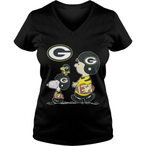 Green Bay Packers Charlie Brown Snoopy and Woodstock Vneck