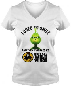 Grinch I used to smile and then I worked at Buffalo wild wings Vneck