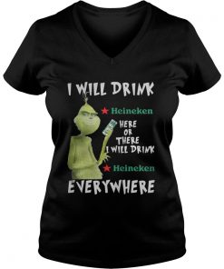 Grinch I will drink Heineken here or there or everywhere Vneck