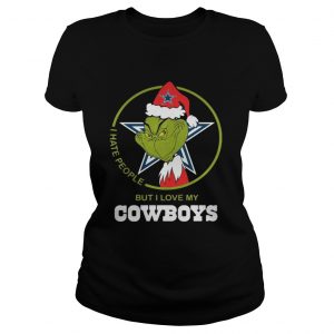 Grinch Santa I hate people but I love my Cowboys Ladies Tee