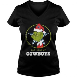 Grinch Santa I hate people but I love my Cowboys Vneck
