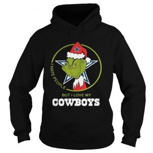 Grinch Santa I hate people but I love my Cowboys hoodie