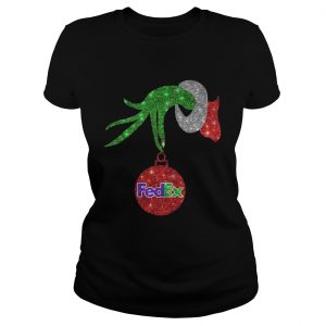 Grinch Santa holdings FedEx ornament Christmas Ladies Tee