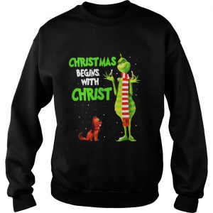 Grinch and Max christmas begins with christ Sweatshirt