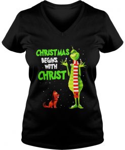 Grinch and Max christmas begins with christ Vneck