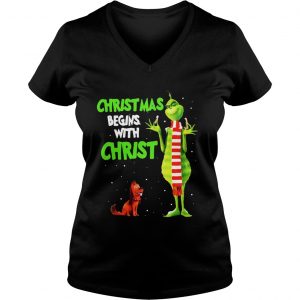 Grinch and Max christmas begins with christ Vneck