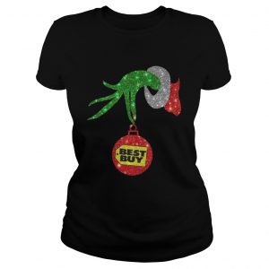 Grinch hand holding Best Buy ornament Christmas Ladies Tee