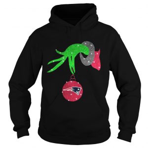 Grinch hand holding New England Patriots Christmas Hoodie