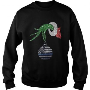 Grinch hand holding Ornament Dog Christmas Sweatshirt